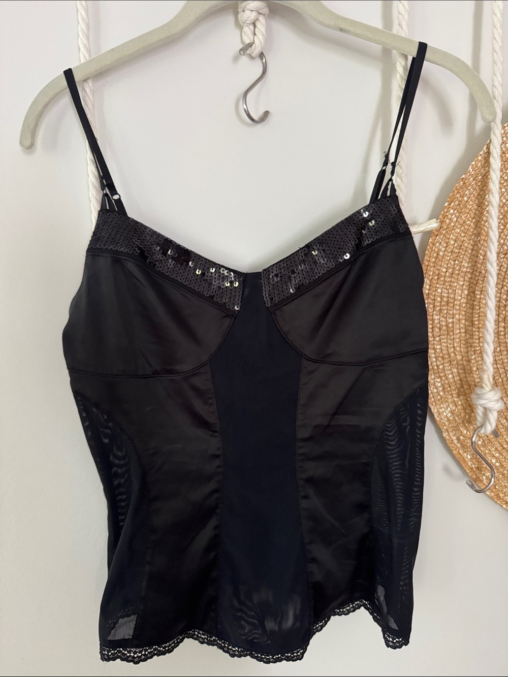 Express Black Sequin Trim Camisole